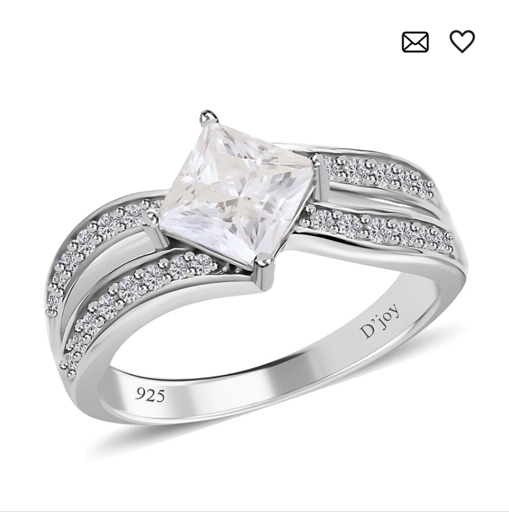 ๐๏ธ๐ Moissanite Bypass Band Ring in Rhodium Over Sterling Silver ( Size 6.0)๐ - Picture 2 of 16